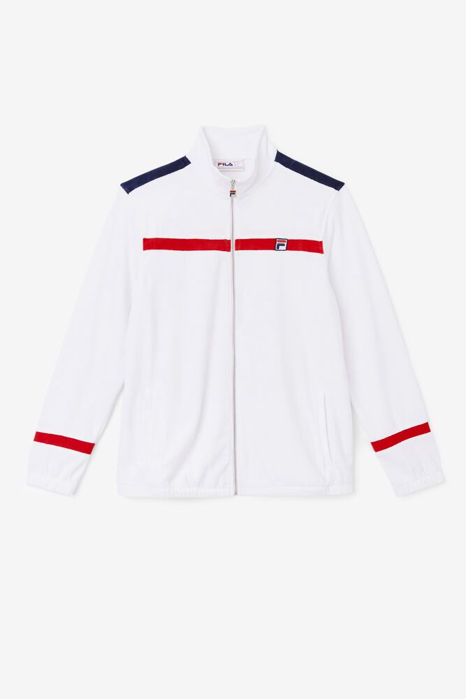 Fila Jacket Ravid Velour Mens White - India KLH-589302